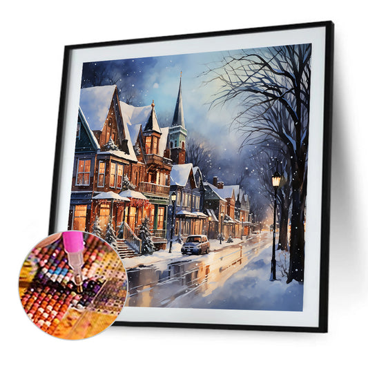 Diamond Painting - Full Round - winter snow street (40*40CM)