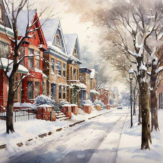 Diamond Painting - Full Round - winter snow street (40*40CM)