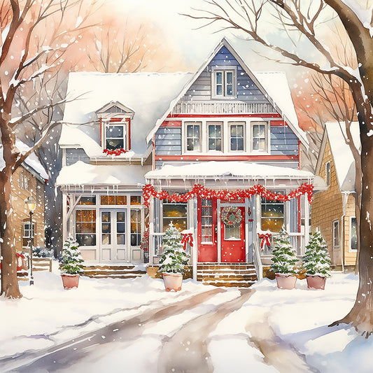 Diamond Painting - Full Round - winter snow street (40*40CM)