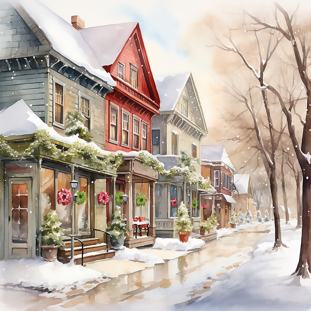 Diamond Painting - Full Round - winter snow street (40*40CM)