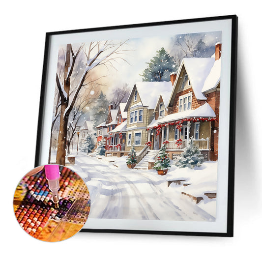 Diamond Painting - Full Round - winter snow street (40*40CM)