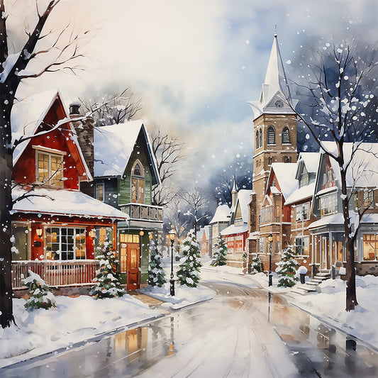 Diamond Painting - Full Round - winter snow street (40*40CM)