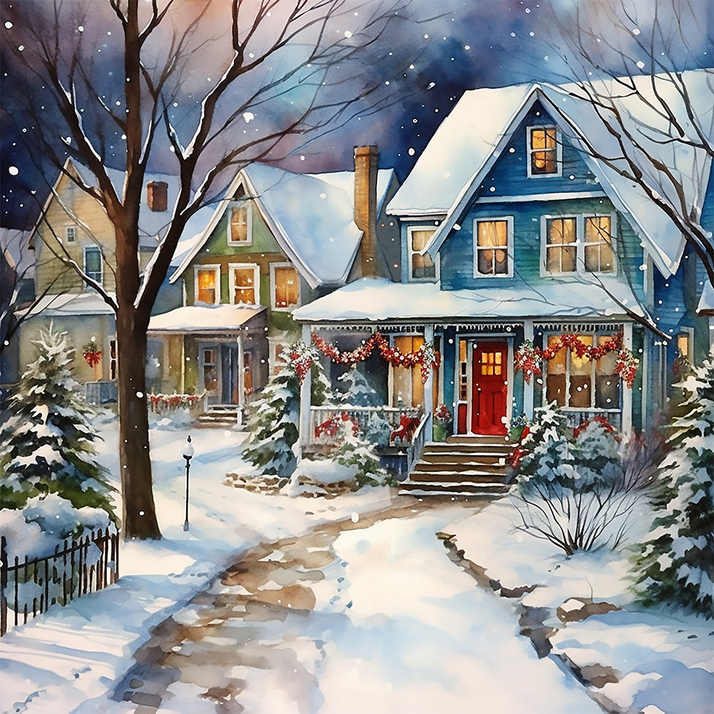 Diamond Painting - Full Round - winter snow street (40*40CM)