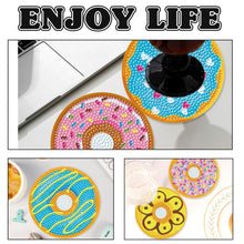 Load image into Gallery viewer, Wooden Diamond Crafts Coasters Bee Gnome with Holder Doughnut 6/8PCS Sweet Fruit
