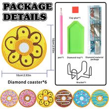 Load image into Gallery viewer, Wooden Diamond Crafts Coasters Bee Gnome with Holder Doughnut 6/8PCS Sweet Fruit
