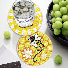 Load image into Gallery viewer, Wooden Diamond Crafts Coasters Bee Gnome with Holder Doughnut 6/8PCS Sweet Fruit
