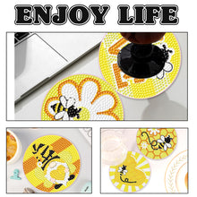 Load image into Gallery viewer, Wooden Diamond Crafts Coasters Bee Gnome with Holder Doughnut 6/8PCS Sweet Fruit
