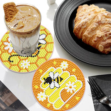 Load image into Gallery viewer, Wooden Diamond Crafts Coasters Bee Gnome with Holder Doughnut 6/8PCS Sweet Fruit
