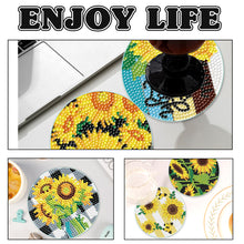 Load image into Gallery viewer, Wooden Diamond Crafts Coasters Bee Gnome with Holder Doughnut 6/8PCS Sweet Fruit
