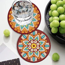 Load image into Gallery viewer, 6PCS Diamond Crafts Coasters with Holder Wooden Diamond Art Coaster Kits Mandara
