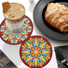 Load image into Gallery viewer, 6PCS Diamond Crafts Coasters with Holder Wooden Diamond Art Coaster Kits Mandara
