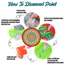 Load image into Gallery viewer, 6PCS Diamond Crafts Coasters with Holder Wooden Diamond Art Coaster Kits Mandara
