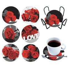 Load image into Gallery viewer, 6PCS Diamond Crafts Coasters with Holder Wooden Diamond Art Coaster Kits Mandara

