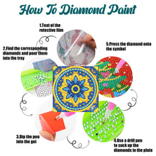 Load image into Gallery viewer, 6PCS Diamond Crafts Coasters with Holder Wooden Diamond Art Coaster Kits Mandara
