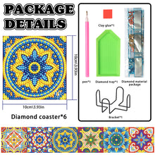 Load image into Gallery viewer, 6PCS Diamond Crafts Coasters with Holder Wooden Diamond Art Coaster Kits Mandara
