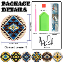 Load image into Gallery viewer, 6PCS Diamond Crafts Coasters with Holder Wooden Diamond Art Coaster Kits Mandara
