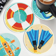 Load image into Gallery viewer, 6PCS Diamond Painting Art Coasters with Holder Wooden (Beach Holiday)

