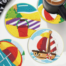 Load image into Gallery viewer, 6PCS Diamond Painting Art Coasters with Holder Wooden (Beach Holiday)
