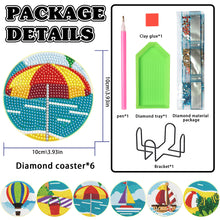 Load image into Gallery viewer, 6PCS Diamond Painting Art Coasters with Holder Wooden (Beach Holiday)
