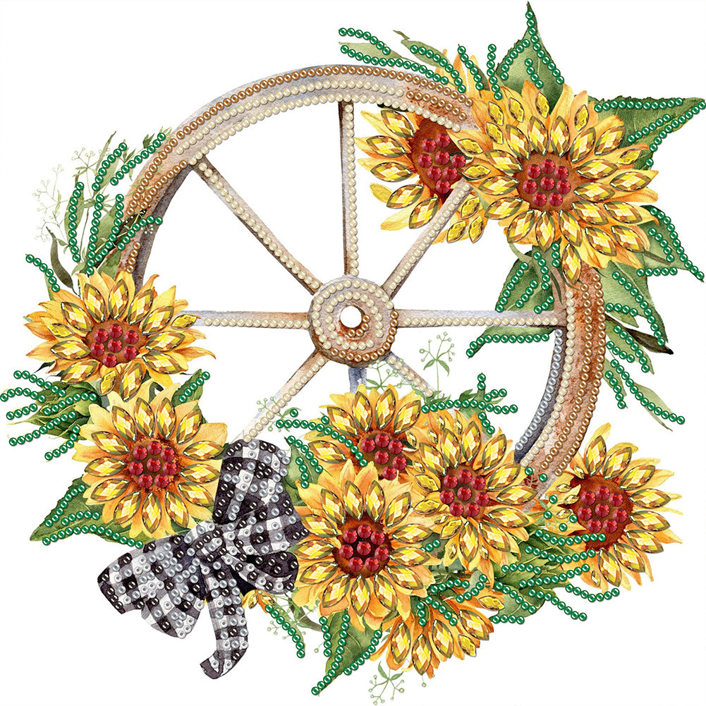 Diamond Painting - Partial Special Shaped - sunflower wheel (30*30CM)