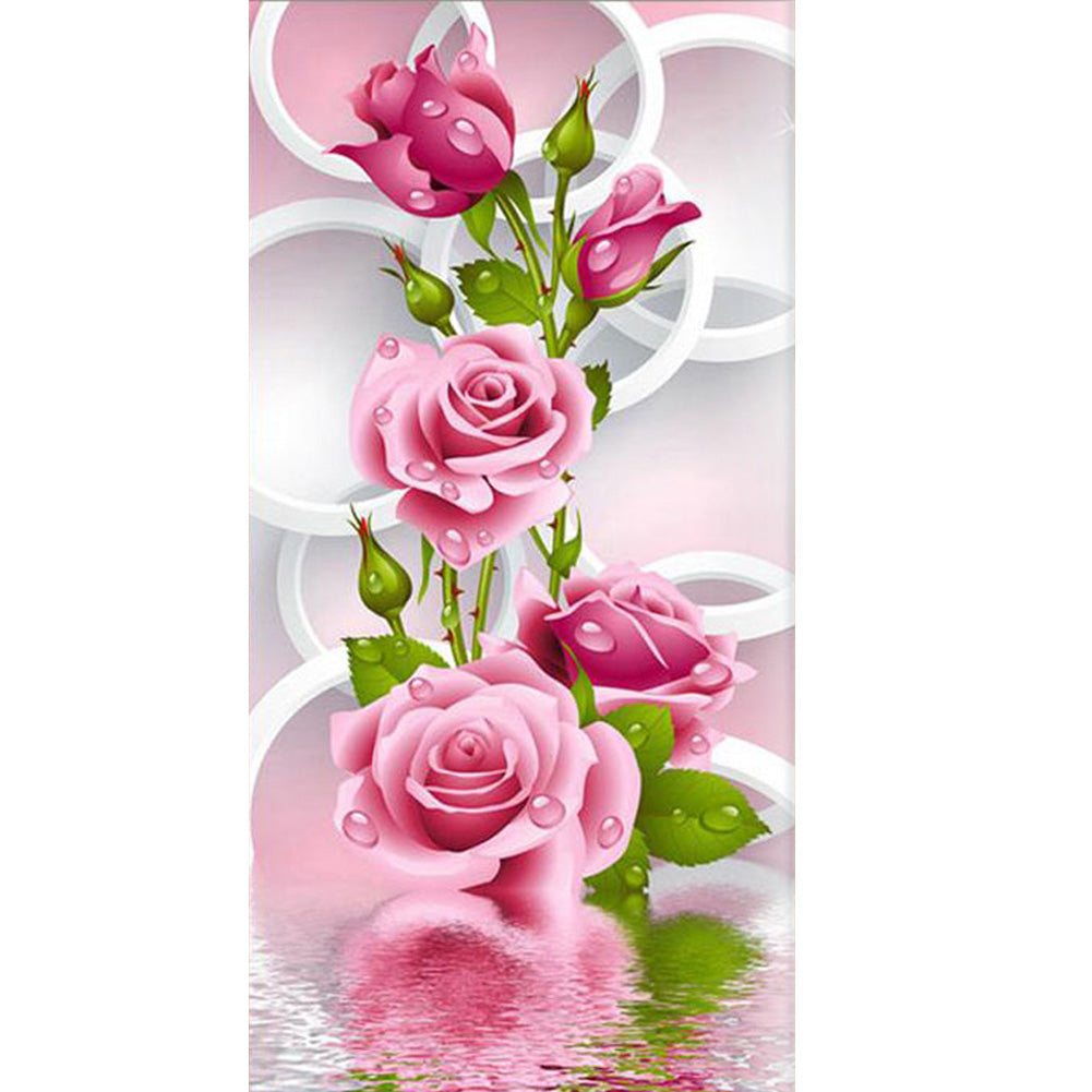 Rose Flower 30*56CM(Canvas) Special Shaped Drill Diamond Painting