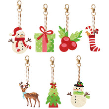 Load image into Gallery viewer, Double Sided Diamond Painting Keychains Snowman Special Shape Elk 7PCS Xmas Tree
