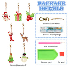 Load image into Gallery viewer, Double Sided Diamond Painting Keychains Snowman Special Shape Elk 7PCS Xmas Tree
