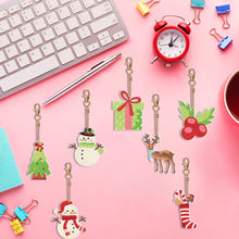 Load image into Gallery viewer, Double Sided Diamond Painting Keychains Snowman Special Shape Elk 7PCS Xmas Tree
