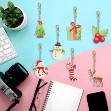 Load image into Gallery viewer, Double Sided Diamond Painting Keychains Snowman Special Shape Elk 7PCS Xmas Tree
