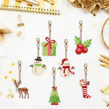 Load image into Gallery viewer, Double Sided Diamond Painting Keychains Snowman Special Shape Elk 7PCS Xmas Tree

