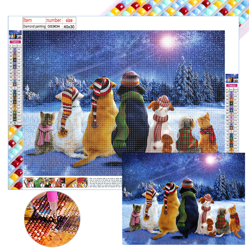 Diamond Painting - Full Square - Country Cat and Dog Party (40*30CM)