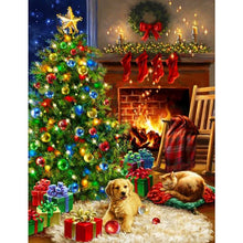 Load image into Gallery viewer, Diamond Painting - Full Square - Christmas Fireplace Puppy (30*40CM)
