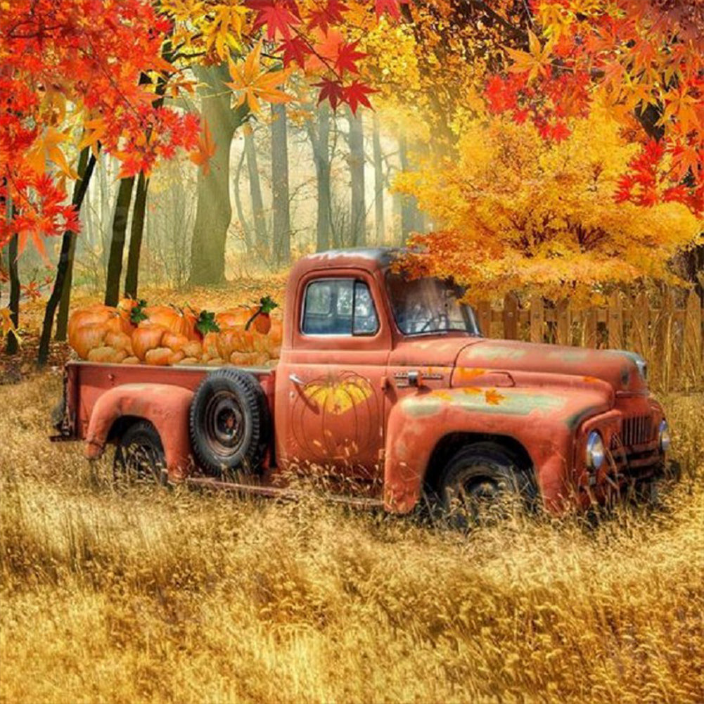 Diamond Painting - Full Round - red classic car (30*30CM)