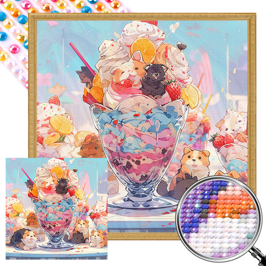 AB Diamond Painting - Full Round - small animal ice cream (40*40CM)