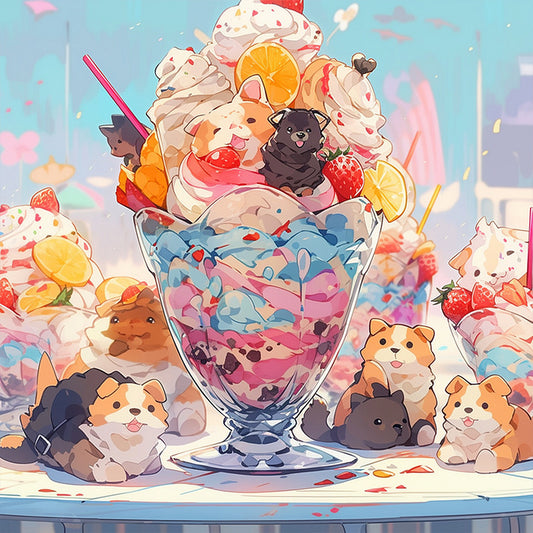 AB Diamond Painting - Full Round - small animal ice cream (40*40CM)