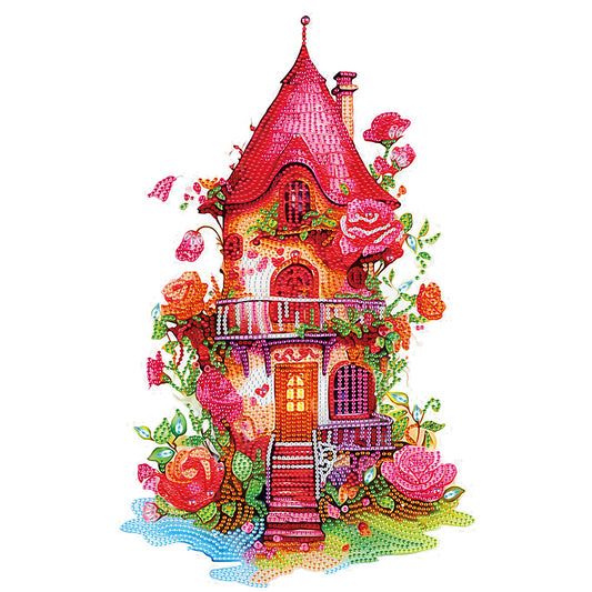 Diamond Painting - Partial Special Shaped - red rose house (30*50CM)