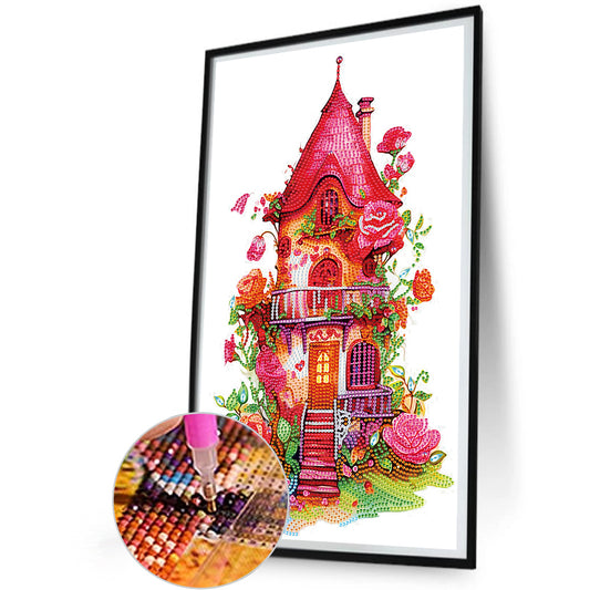 Diamond Painting - Partial Special Shaped - red rose house (30*50CM)