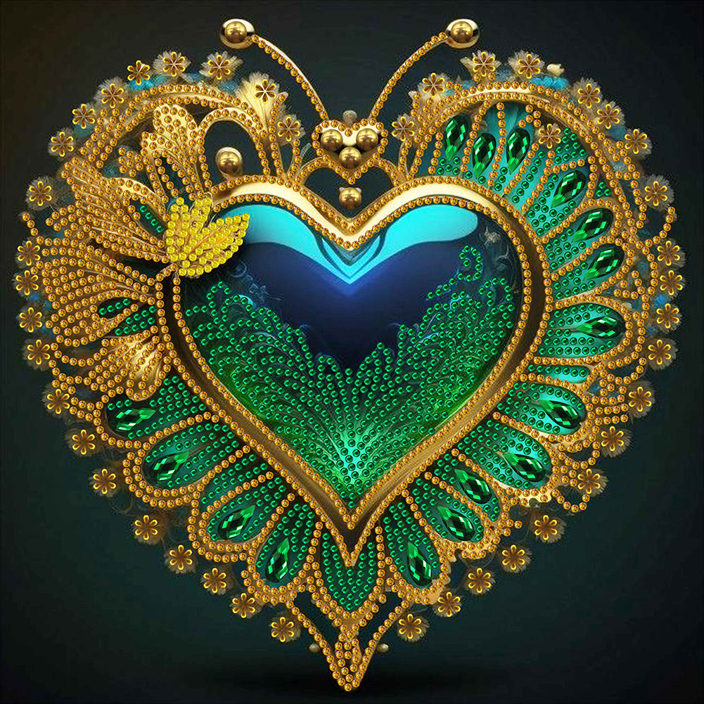 Diamond Painting - Partial Special Shaped - peacock heart (30*30CM)