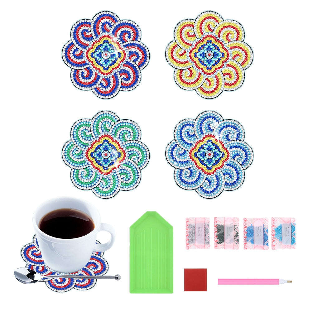 Diamond Crafts Coasters Diamond Painting Coasters (4PCS Mandala)
