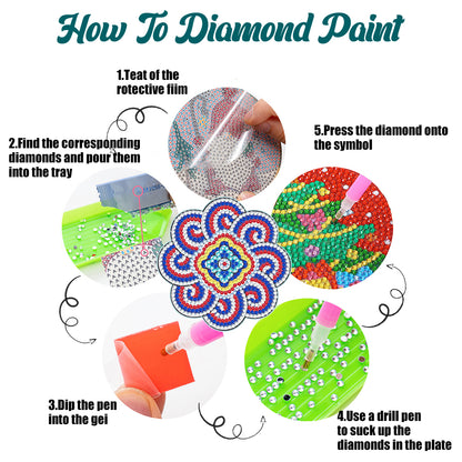 Diamond Crafts Coasters Diamond Painting Coasters (4PCS Mandala)