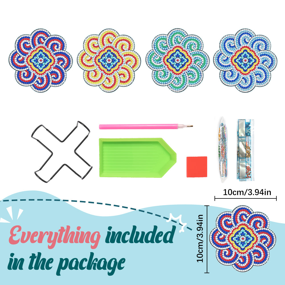 Diamond Crafts Coasters Diamond Painting Coasters (4PCS Mandala)