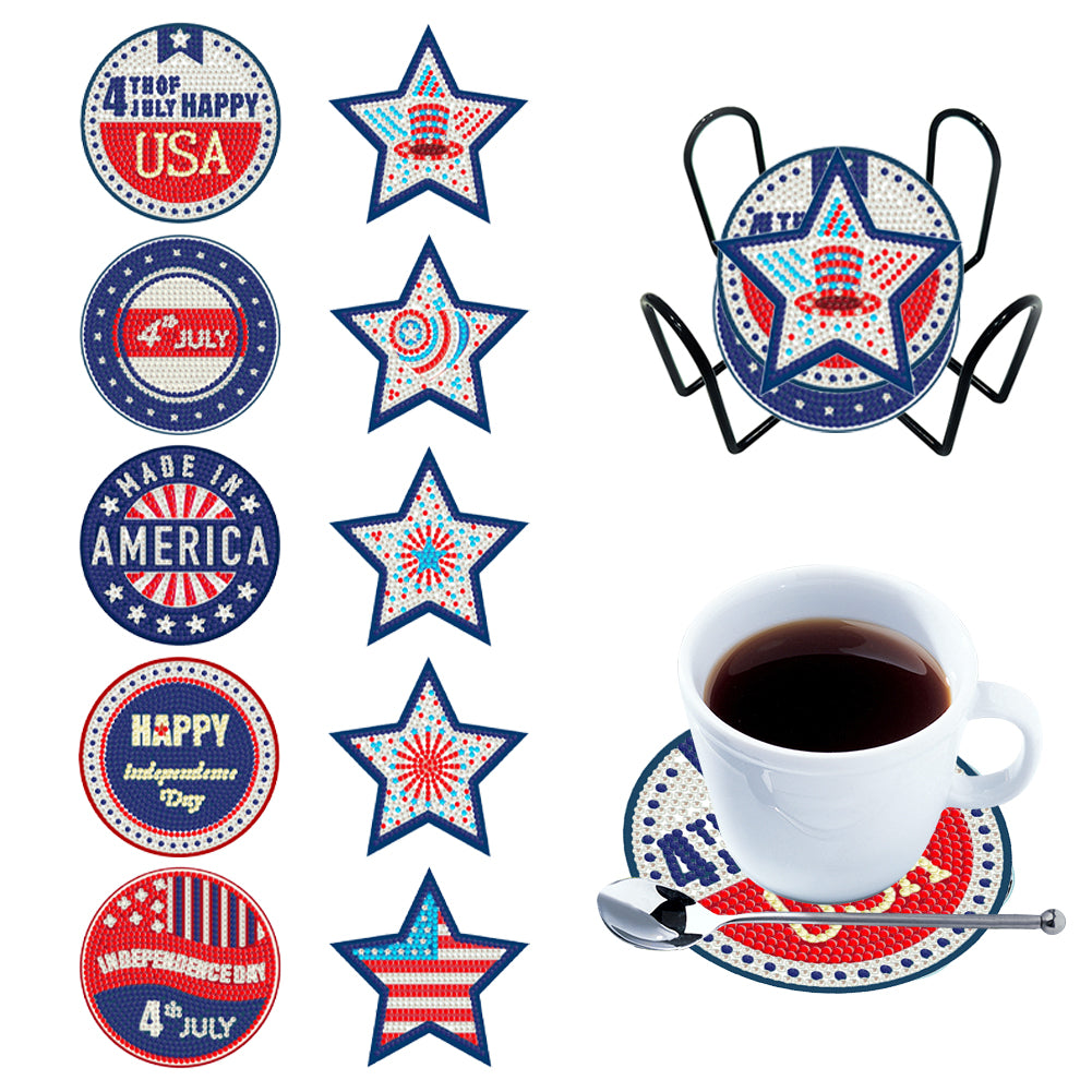 Diamond Crafts Coasters Diamond Painting Coasters (10PCS Independence Day)