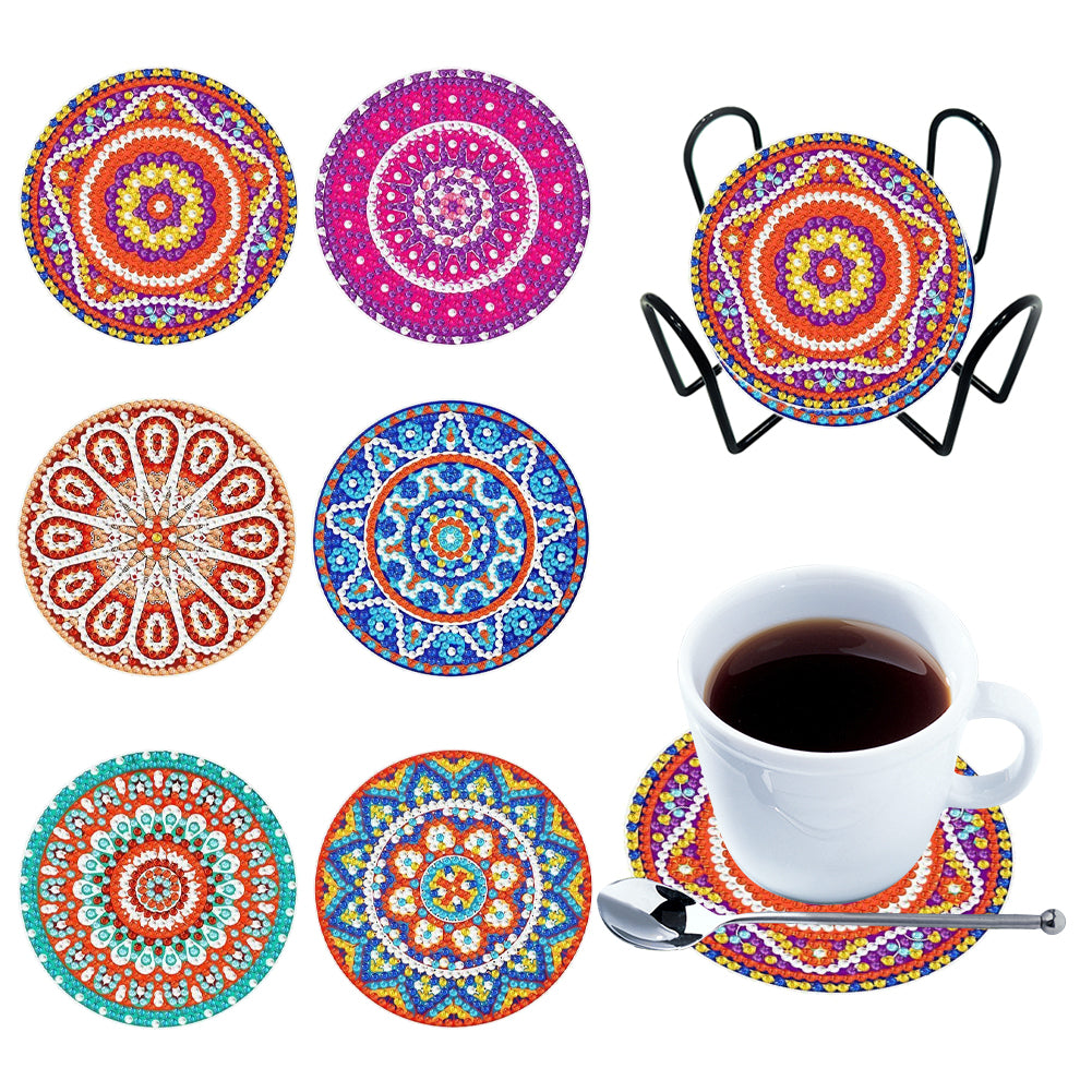 Diamond Crafts Coasters Diamond Painting Coasters (6PCS Mandala)