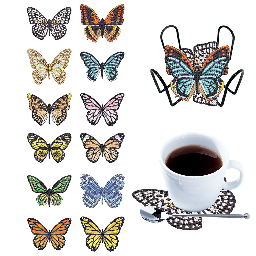 Diamond Crafts Coasters Diamond Painting Coasters (12PCS Butterfly)