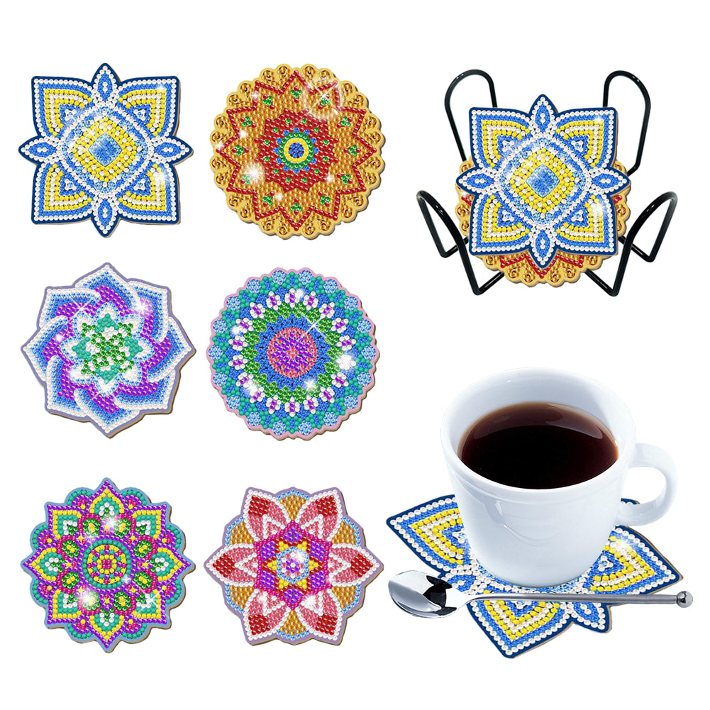 Diamond Crafts Coasters Diamond Painting Coasters (6PCS Mandala)