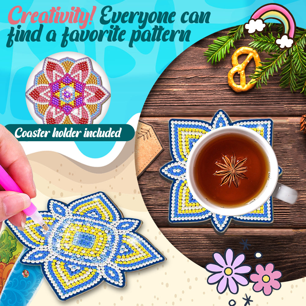 Diamond Crafts Coasters Diamond Painting Coasters (6PCS Mandala)