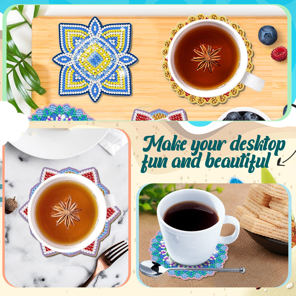 Diamond Crafts Coasters Diamond Painting Coasters (6PCS Mandala)