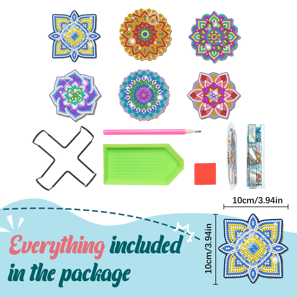 Diamond Crafts Coasters Diamond Painting Coasters (6PCS Mandala)