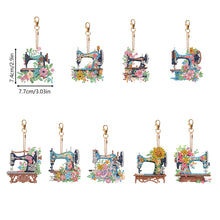 Load image into Gallery viewer, 9PCS Full Drill Keyring Sewing Machine Double Sided Rhinestone Painting Pendant
