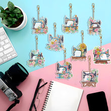 Load image into Gallery viewer, 9PCS Full Drill Keyring Sewing Machine Double Sided Rhinestone Painting Pendant
